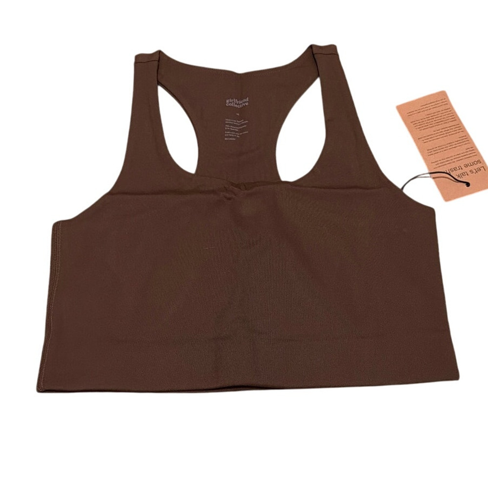Girlfriend Collective 1002 Paloma Racerback Sports Bra Dark Brown Size Medium